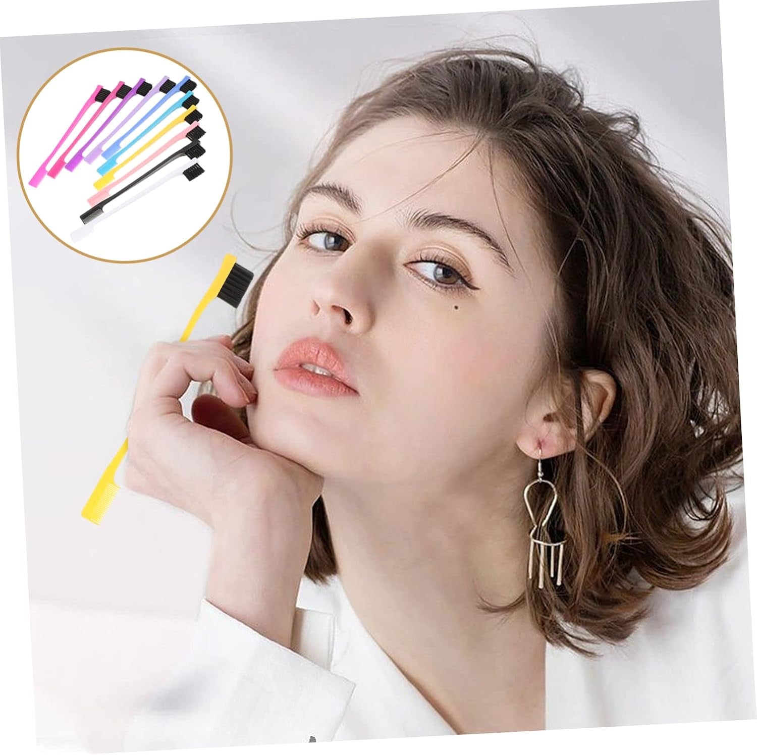 50Pcs Eyebrow Brush and Comb for Brow Shaping Edge Brush for Eyelash Combs for Eyebrow Waxing Random Color