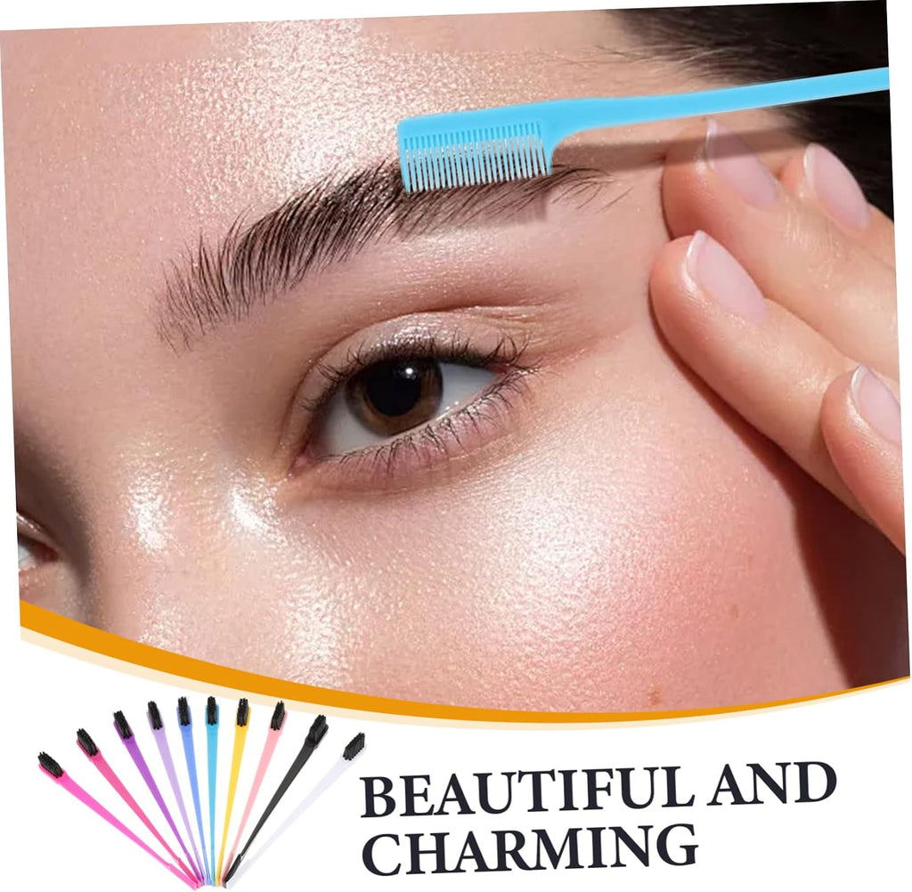 50Pcs Eyebrow Brush and Comb for Brow Shaping Edge Brush for Eyelash Combs for Eyebrow Waxing Random Color