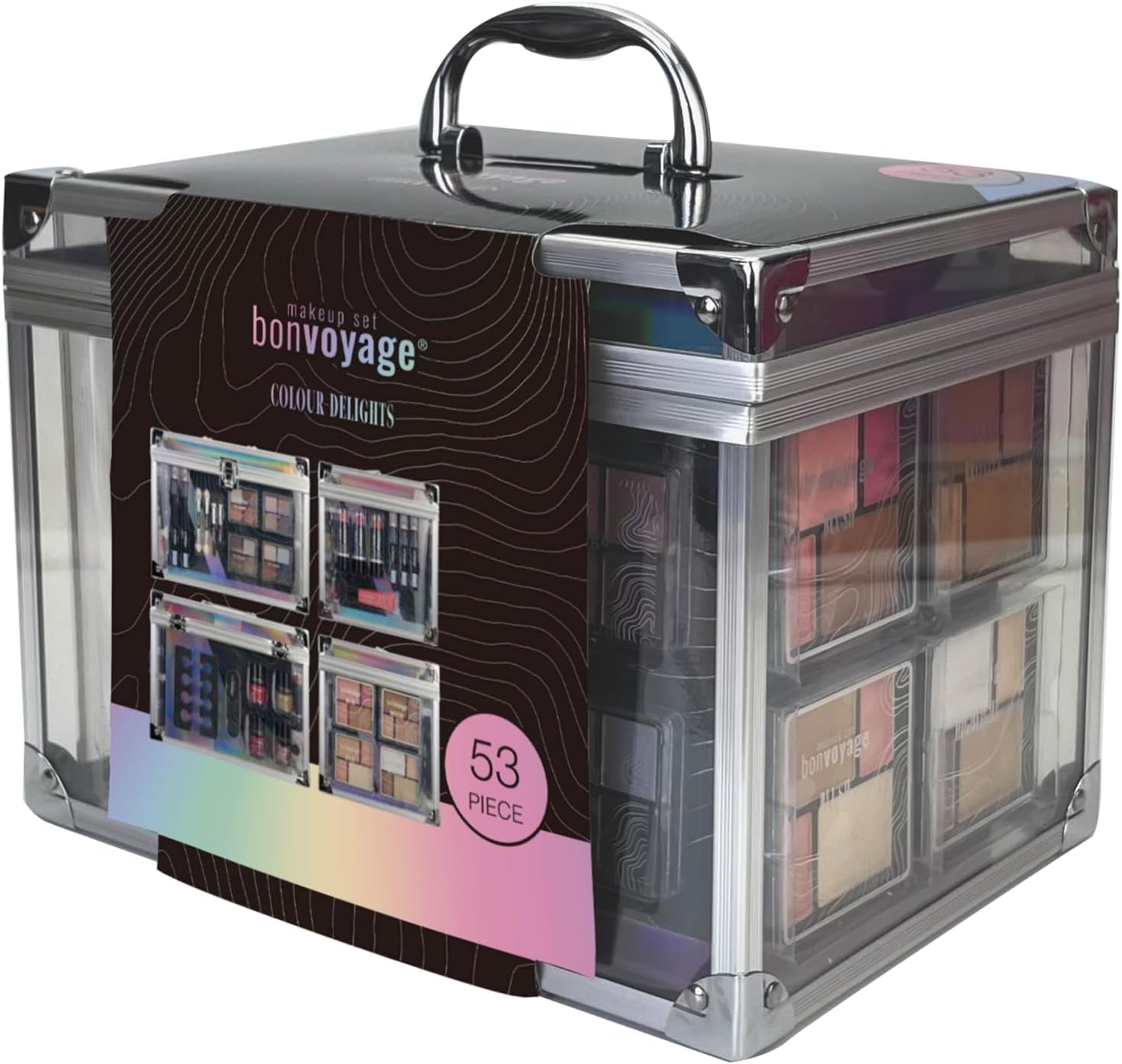Professional Makeup Kit: Includes Lipstick, Eyeshadows, Blush, Manicure and Pedicure Set, Portable Transparent Case, Color Collection